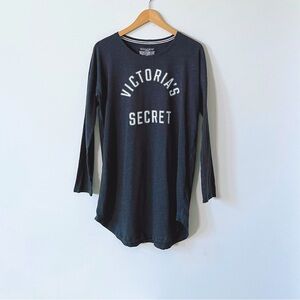 Victoria’s Secret Oversized Grey Charcoal Sleep Tee Long Sleeve Cotton Pajama XS